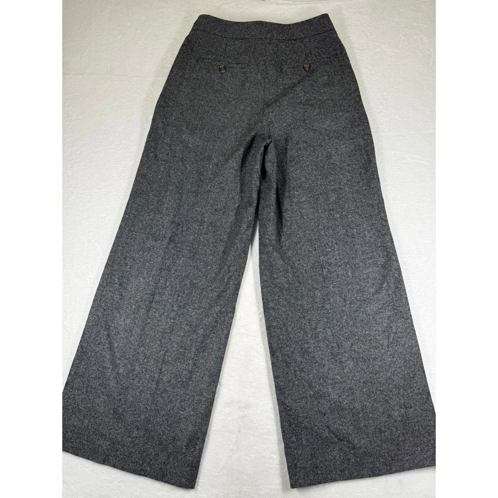 Barbour Veronica Wide Leg Trouser Gray Wool Blend Tweed Pants LTR0370MI11 Size 6